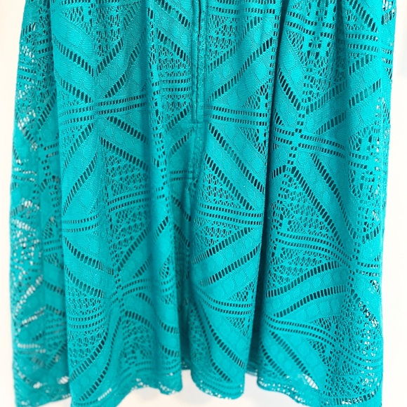 Trixxi 3/4 Sleeve A-Line Turquoise Lace Dress - Picture 6 of 6